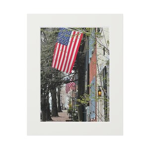 Art Prints, Patriotic Old Town Virginia Flag Decor, Wall Art Poster, Historical USA Cityscape Picture, Independence Day Decoration
