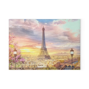 Eiffel Tower Glass Cutting Board, Paris Kitchen Decor, French Cheese Board, Foodie Gift Idea, Cutting Board with Landmark Design