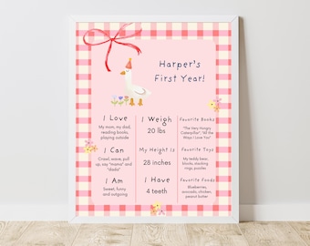 One Silly Goose mijlpaal bord sjabloon, Silly Goose mijlpaal poster, Goose thema mijlpaal bord, poster Goose babystatistieken, canvas sjabloon