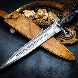 Handgefertigte Damast Jagdmesser mit Pakka Holz Griff Trauzeuge Geschenk Hochzeitsgeschenk Bowiemesser Geburtstagsgeschenk Jubiläumsgeschenk Camping Messer