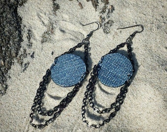 Denim Earrings- Denim & Chains