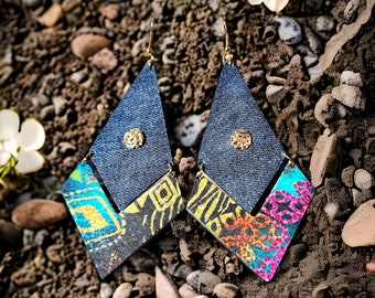 Denim Earrings- Broken Arrow Carnival Jean Earrings