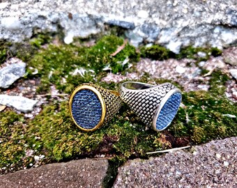 Mens Denim collegiate ring