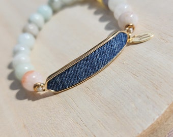 Denim Bracelet- Jean Yoga Amazonite Stone Zen Bead