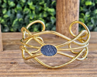 Denim Bracelet- Gold Stainless Steel scrambled Wire  jean cuff bracelet
