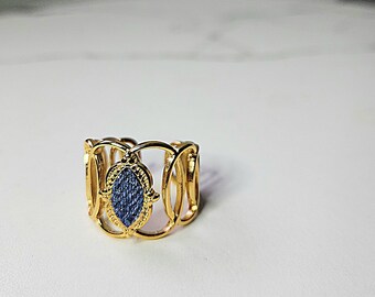 Denim Ring- Scrambled wire Gold stainless steel adjustable finger Jean Ring