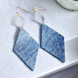 Druppel diamanten denim jeansoorbellen