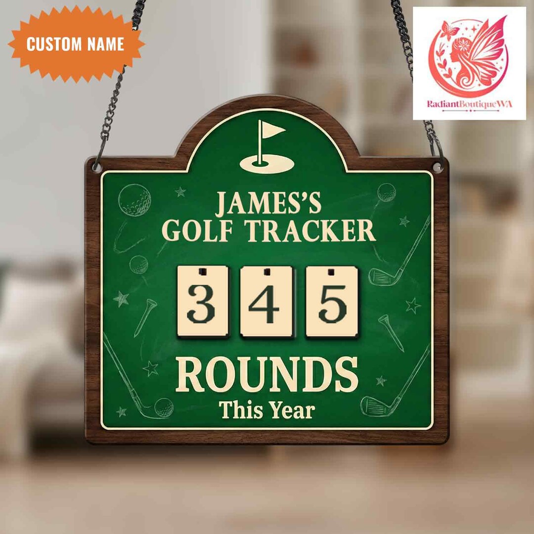 Custom Golf Rounds Tracker Sign, Golf Lover Gift, Golf Room Decor ...