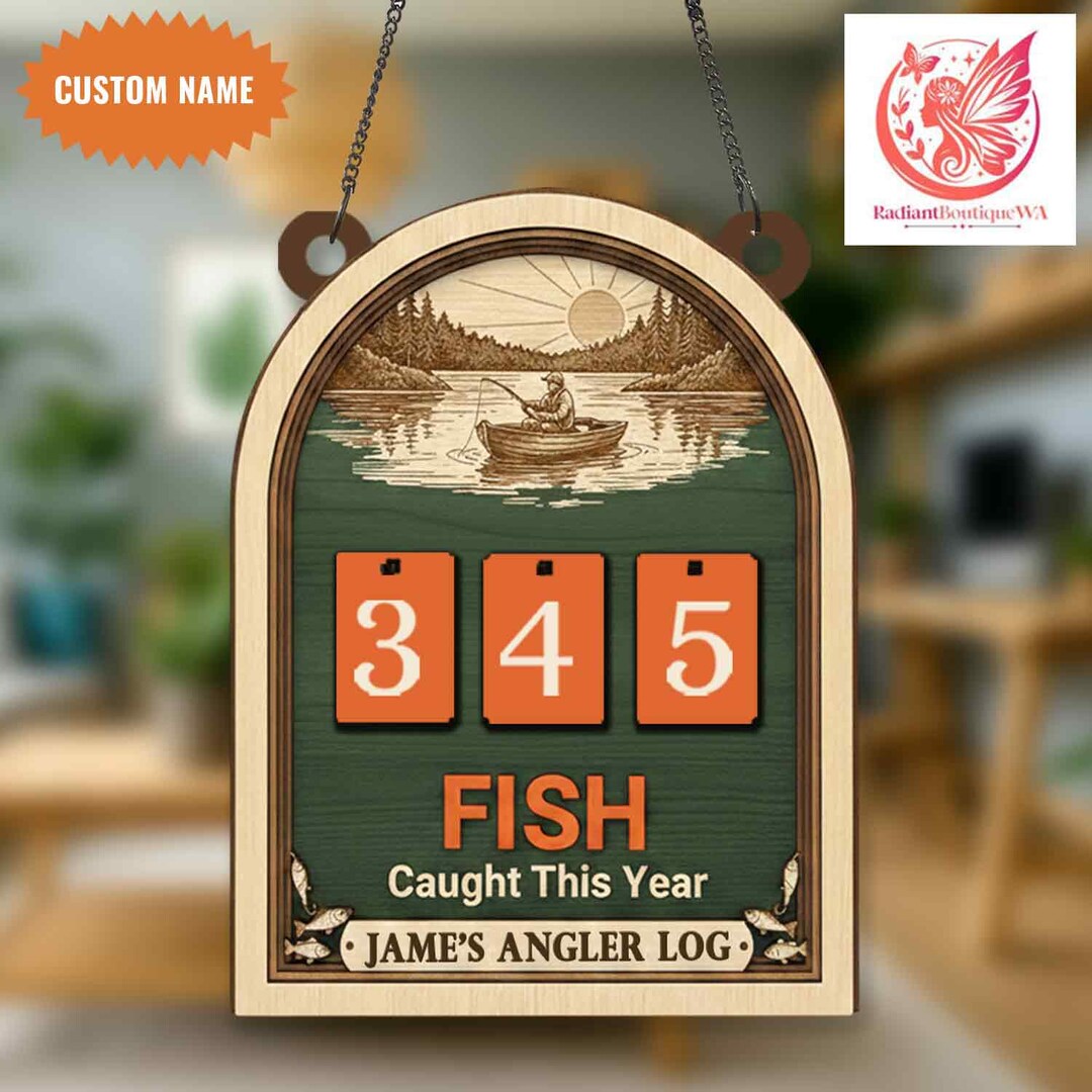 Personalized Fish Caught Tracker Sign, Wooden Fishing Tally Counter ...