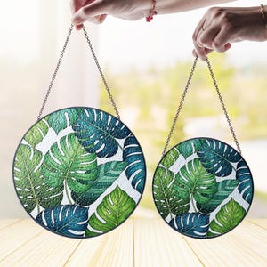Monstera Pflanze Glasmalerei, Monstera Pflanze Sonnenfänger, Monstera Pflanze Wohnkultur, Geschenk für Plan Liebhaber