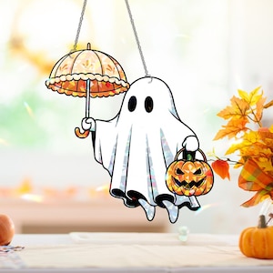 Spook met parapluhologram, schattige geest-suncatcher, Halloween-huisdecor, Halloweencadeau, cadeau voor haar
