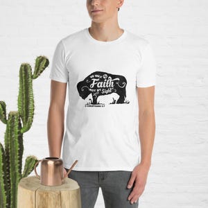 you walk in faith not by sight, faith quote, Christian wall art, Bible verse sign, walk by faith print, Short-Sleeve Unisex T-Shirt