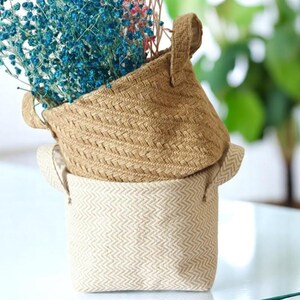 ジュート編みの植木鉢収納バスケット、子供用おもちゃオーガナイザー、雑貨収納バッグ、装飾収納バスケット
