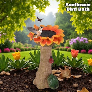 Outdoor Sunflower Bird Bath – Garden Yard Lawn Decor & Art Ornament