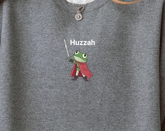 Huzzah Frog Sweatshirt: Funny DnD Gamer Crewneck