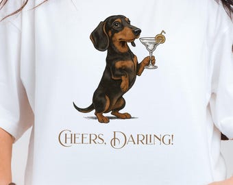 Funny Dachshund Tee: Cocktail Weenie Dog Shirt - Comfort Colors