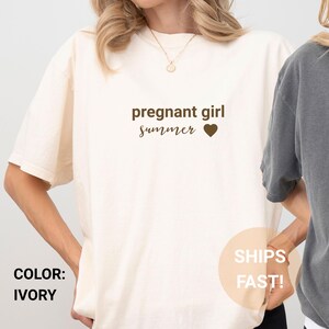 Pregnant Girl Summer Shirt, Comfort Colors Beach Pregnancy Announcement T-shirt, Mom Shirt, Pregnancy Reveal Tee, Baby Shower Gift