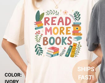 Maglietta Comfort Colors Read More Books: regalo per insegnanti bibliotecari