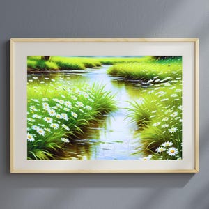 Daisies Field Art Print: Serene Spring Home Decor (Digital Download)