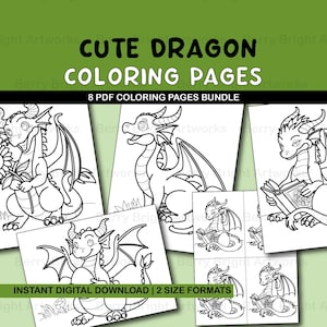 Paquete de páginas para colorear de dragón, huevo de girasol y libros (PDF), hojas de arte para el aula, actividades para colorear conscientes para niños, actividades para imprimir en un día lluvioso, regalo para