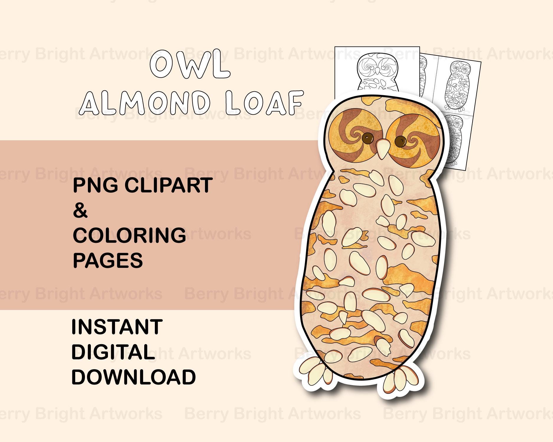 Classic Winnie-the-Pooh Art Friends Owl Almond Loaf Clipart, Confectionary Sweet Treat, Character Fo