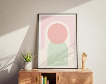 Minimalistisk abstrakt poster – Pastellgeometrisk väggkonst