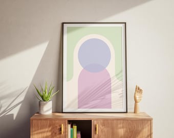 Minimalistisk abstrakt poster – Pastellgeometrisk väggkonst