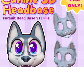 Toony Canine Fursuit Head Base STL | 3D Printable Digital Download