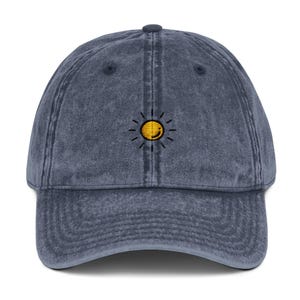 Vintage Embroidered Cap - Sun Design, Casual Headwear, Outdoor Accessories, Gift for Her, Summer Fashion