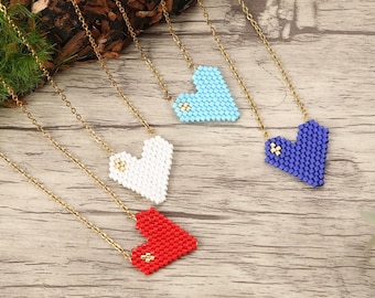Collana con perline di semi Miyuki Delica a forma di cuore: ciondolo Golden Mark