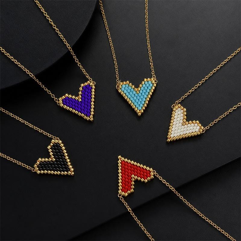 Miyuki Heart Necklace - Etsy