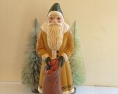 Folk Art Chalkware Large Belsnickle Santa from Chocolate Mold Mustard Coat CUSTOM ORDER