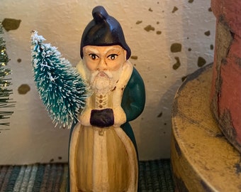 Folk Art Chalkware Belsnickle Santa from Chocolate Mold Bishop Santa  READY TO SHIP