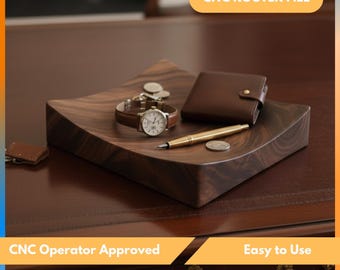 Cnc Router Valet Tray STL File | 3D Wood Catchall Dish Digital Template | Router Carving Project Plan
