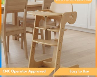 Wooden High Chair CNC Cutting File: 18mm Baby Feeding Chair Router Design (Instant Download)