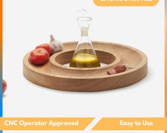 Cnc Router Files For O 3D Serving Tray, Serving Plate For Kitchen, Nut Tray Carving Files For Wood, Dxf, Stl, Svg,