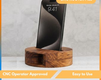 Phone Holder CNC Router File - Wooden Phone Amplifier, Phone Stand, Office Storage Tray Dxf, Svg, Stl Cut Files
