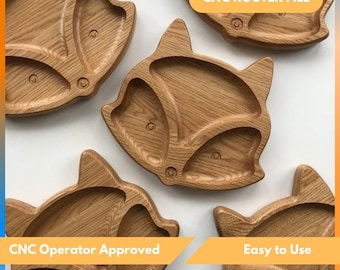 Fox Serving Tray, Animals Plate Cnc Router Files For Wood, Dxf, Stl, Svg, Engraver