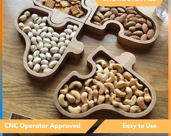 Bandeja para servir con forma de corazón, plato para servir de cocina, bandeja para frutos secos, limas para fresadora CNC de madera, limas para fresadora CNC, DXF, STL, SVG, grabador CNC
