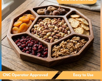 Cnc Router Files For Serving Tray, Charcuterie Board Breakfast Plate, Wood Nut Tray Files, Dxf, Stl, Svg