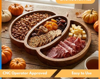 Pumpkin Serving Tray 3D STL Model for CNC Wood Carving Halloween Party Platter Jack O Lantern Charcuterie Board Digital Download File