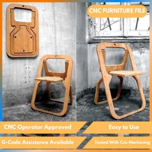 Puede incluir: Un archivo de muebles CNC para una silla plegable. La silla está hecha de madera y tiene un diseño simple. El archivo es fácil de usar y probado con mecanizado CNC. Aprobado por un operador CNC. Asistencia de código G disponible.