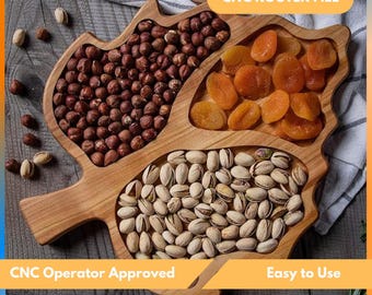 Archivo de enrutador CNC para bandeja de hojas, bandeja para servir de cocina, bandeja de madera para frutos secos, descarga instantánea (DXF, STL, SVG)