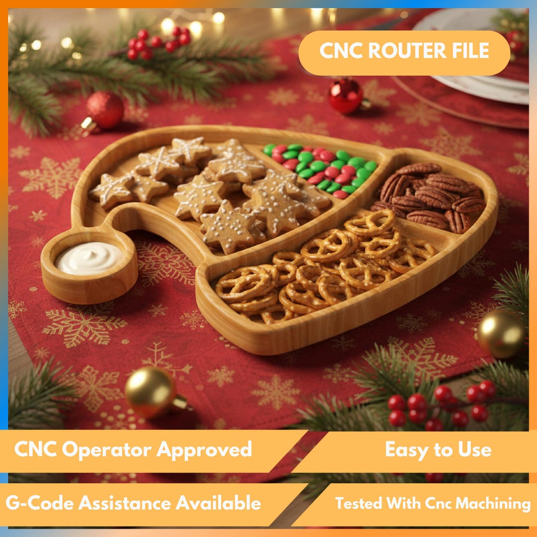 Cnc Router Hat CNC Files Christmas Santa Hat Serving Platter Svg, Dxf, Stl, Ai, Eps ...