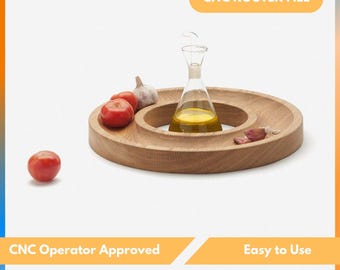 Circle Serving Tray,  Serving Plate For Kitchen, Nut Tray Cnc Router Files For Wood, Files For Cnc Router,  Stl File For Cnc Engraver