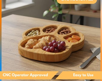 Dog Paw Serving Tray, Serving Plate For Kitchen, Nut Tray Cnc Router Files For Wood, Files For Cnc Router, Dxf, Stl, Svg, Cnc Engraver