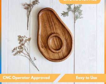 Bandeja para servir aguacate, plato para servir de cocina, bandeja para frutos secos, limas para fresadora CNC para madera, limas para fresadora CNC, DXF, STL, SVG, grabador CNC