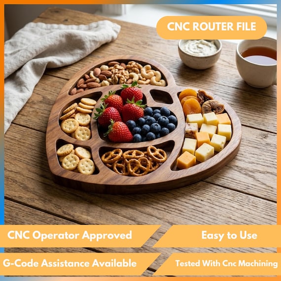 Heart Serving Tray, Serving Plate For Kitchen, Nut Tray Cnc Router Files For Wood, Files For Cnc Router, Dxf, Stl, Svg, Cnc Engraver