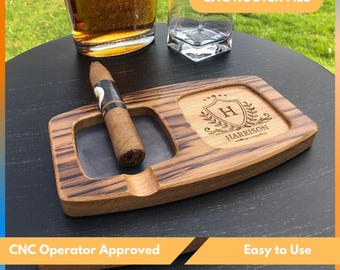 CNC Router Files For Whiskey And Cigar Tray – Svg, Dxf, Stl, Ai, Eps – Wood Router -  Artcam, Aspire, Easel, Vcarve - Digital Download