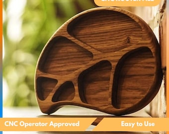 Bandeja para servir hojas, plato para servir de cocina, bandeja para frutos secos, limas para fresadora CNC para madera, limas para fresadora CNC, DXF, STL, SVG, archivo CNC